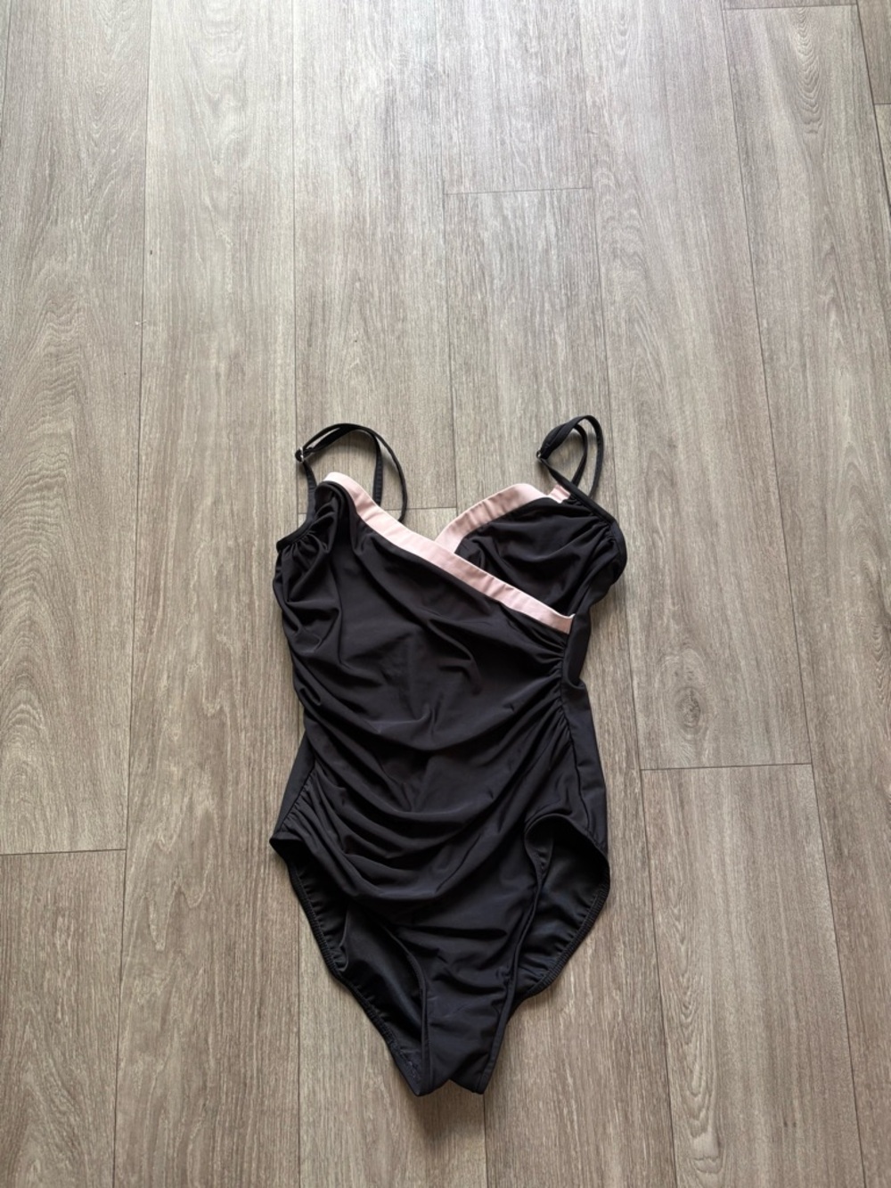 Miraclesuit  Black One-Piece Swimsuit with Light Pink Trim size 14